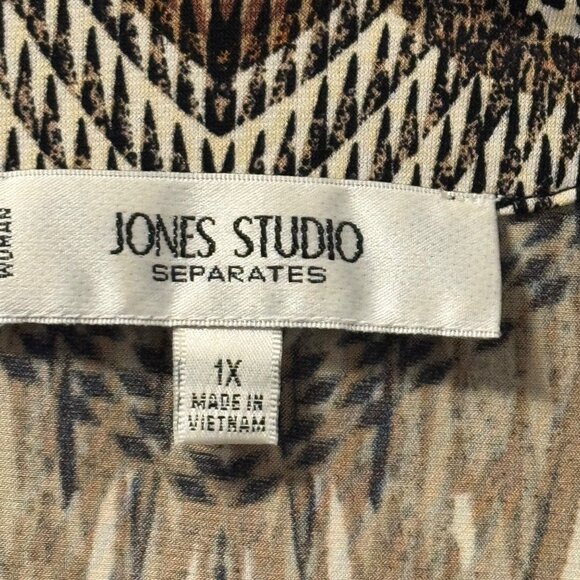 Jones Studio Geometric Print Cowl Neck Sleeveless Top Sz 1X Blouse - Picture 3 of 11